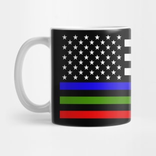 American Flag Thin Blue Green Red Line Mug
